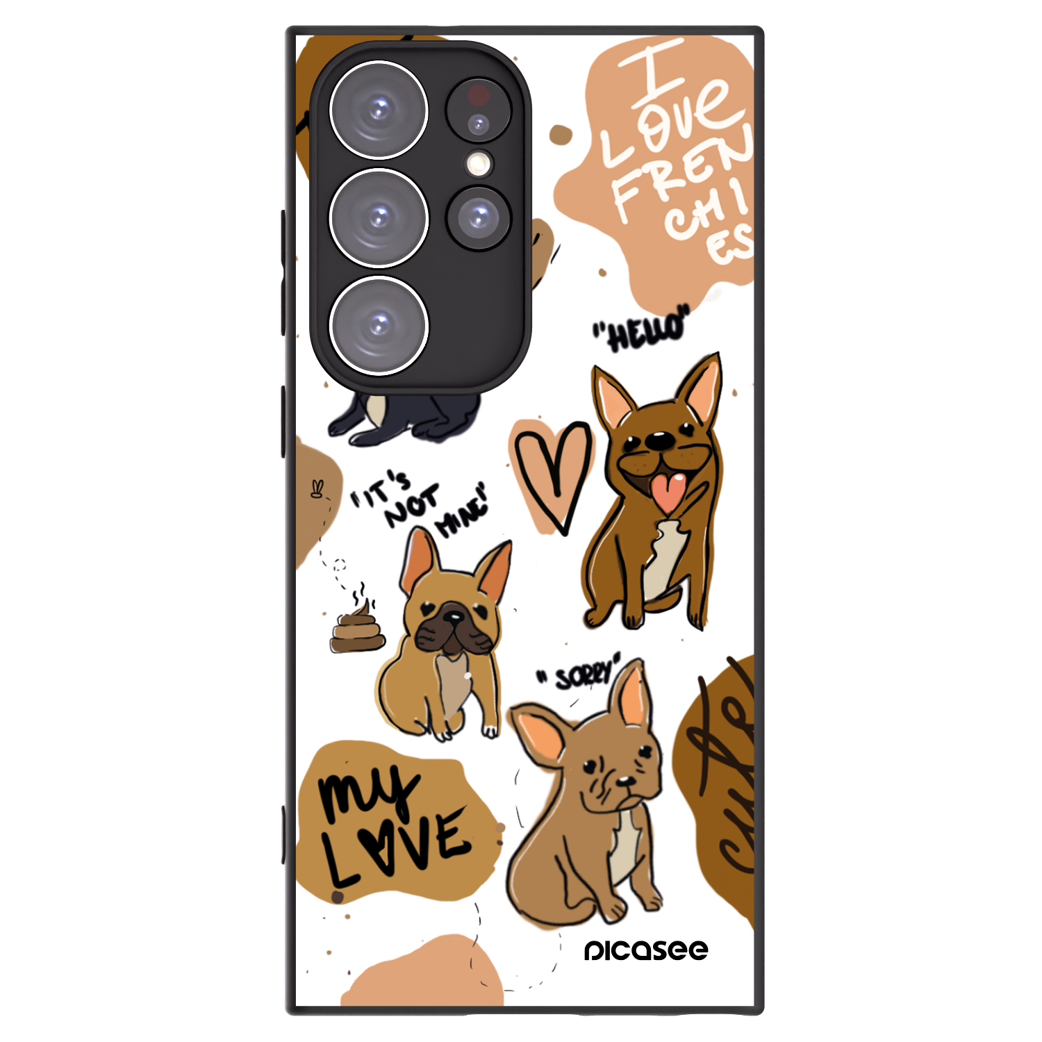 Picasee silikonski črni ovitek za Samsung Galaxy S23 Ultra 5G - Frenchies