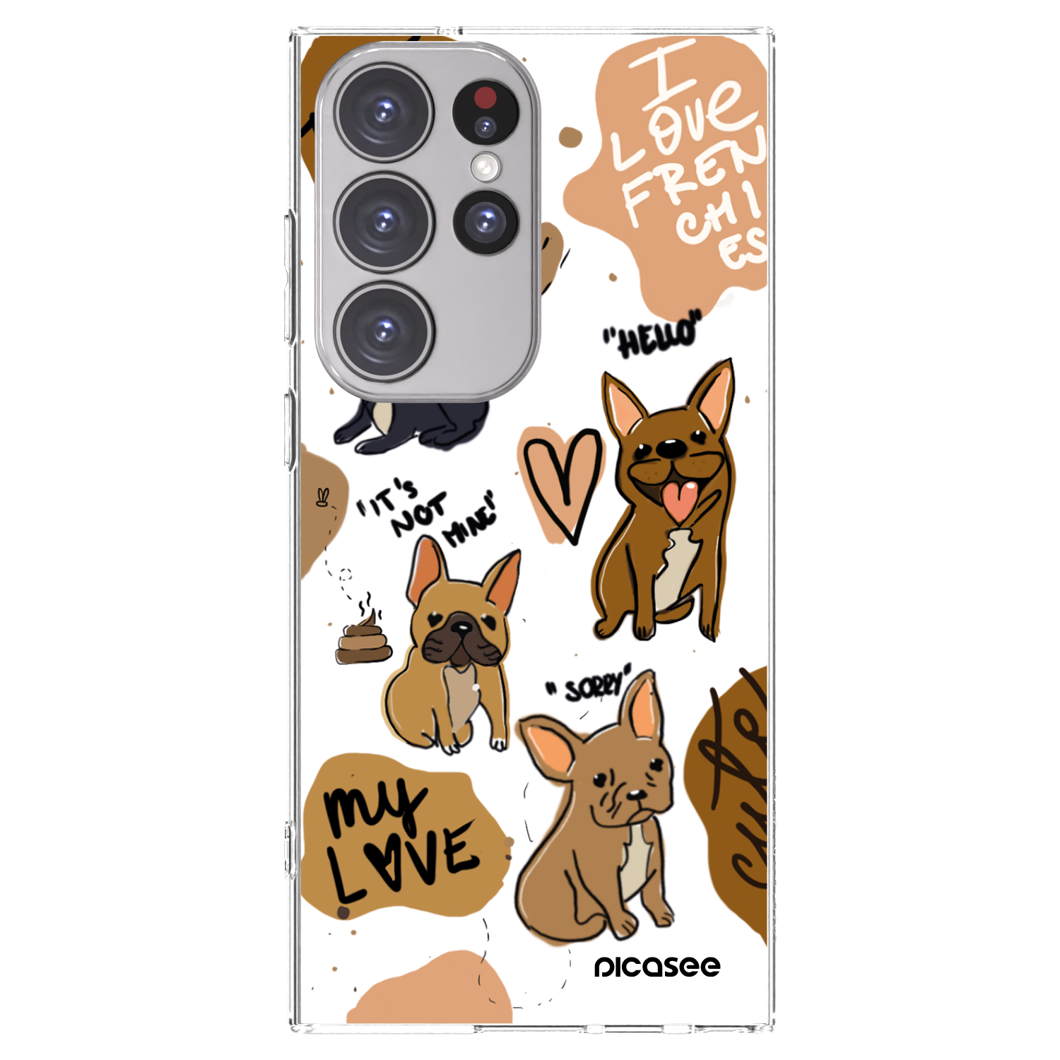 Picasee silikonski prozorni ovitek za Samsung Galaxy S23 Ultra 5G - Frenchies