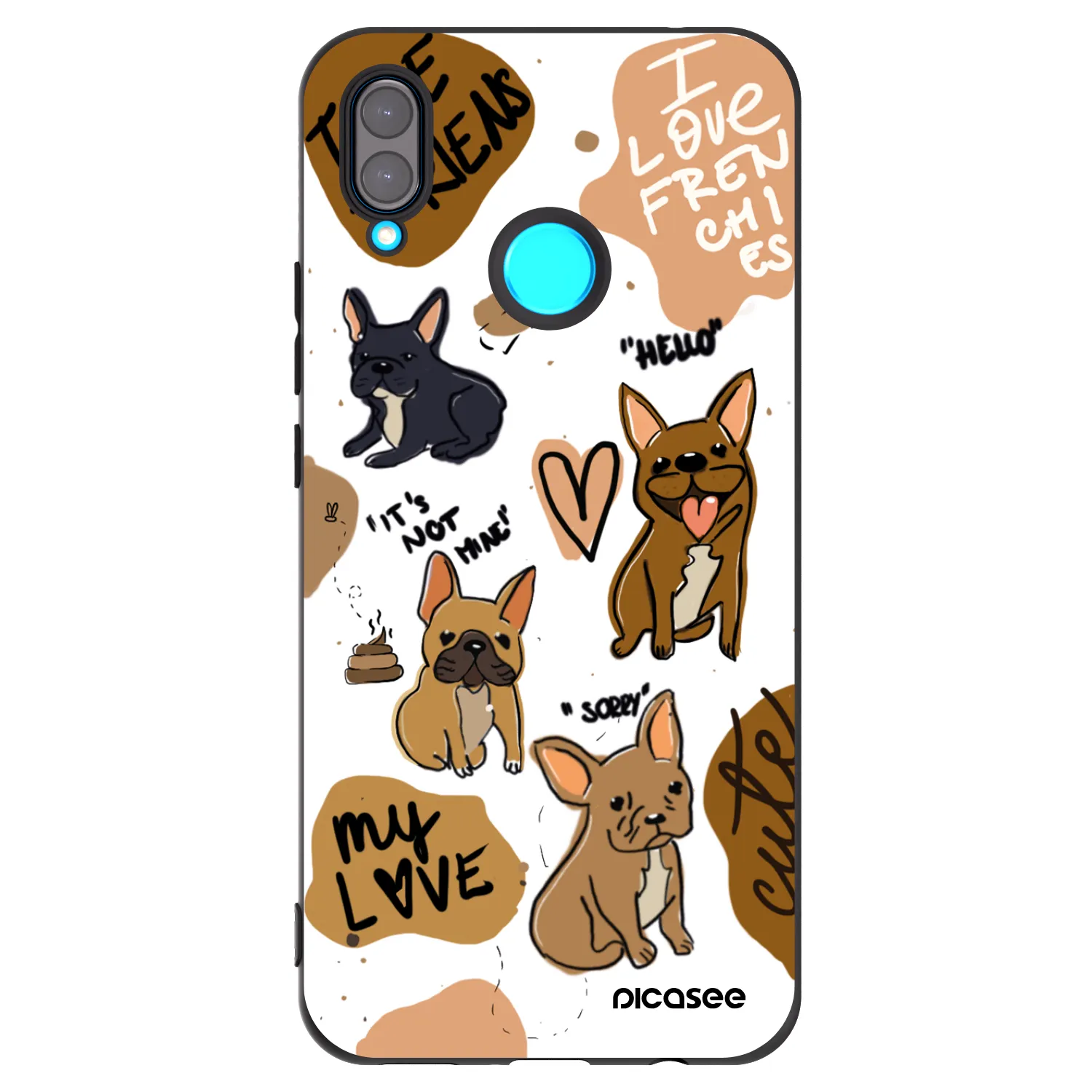Picasee silikonski črni ovitek za Huawei Nova 3 - Frenchies