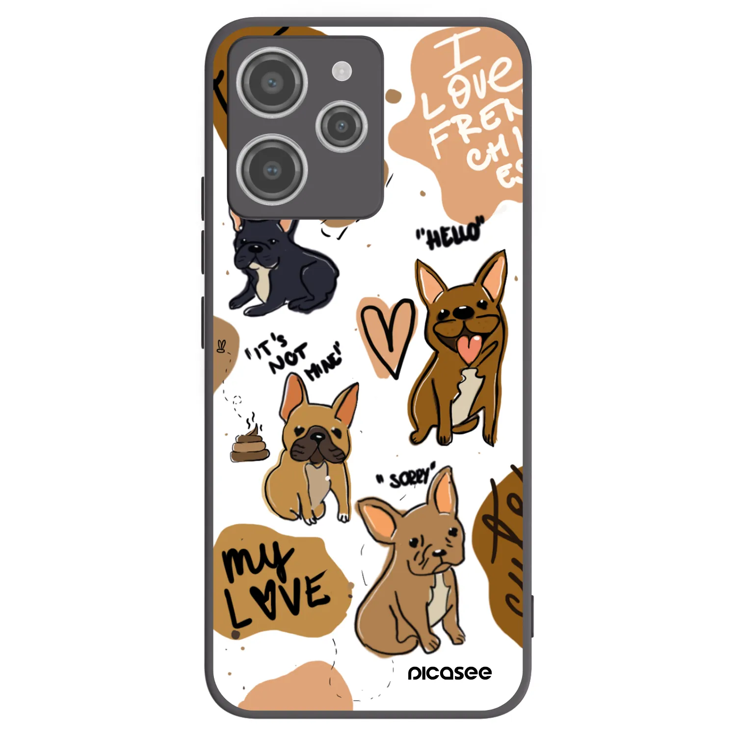 Picasee silikonski črni ovitek za Xiaomi Redmi 12 4G - Frenchies