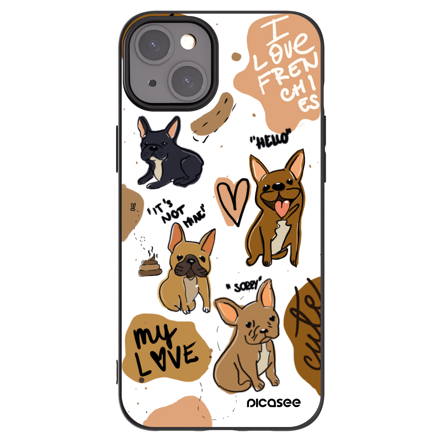 Picasee silikonski črni ovitek za Apple iPhone 15 Plus - Frenchies