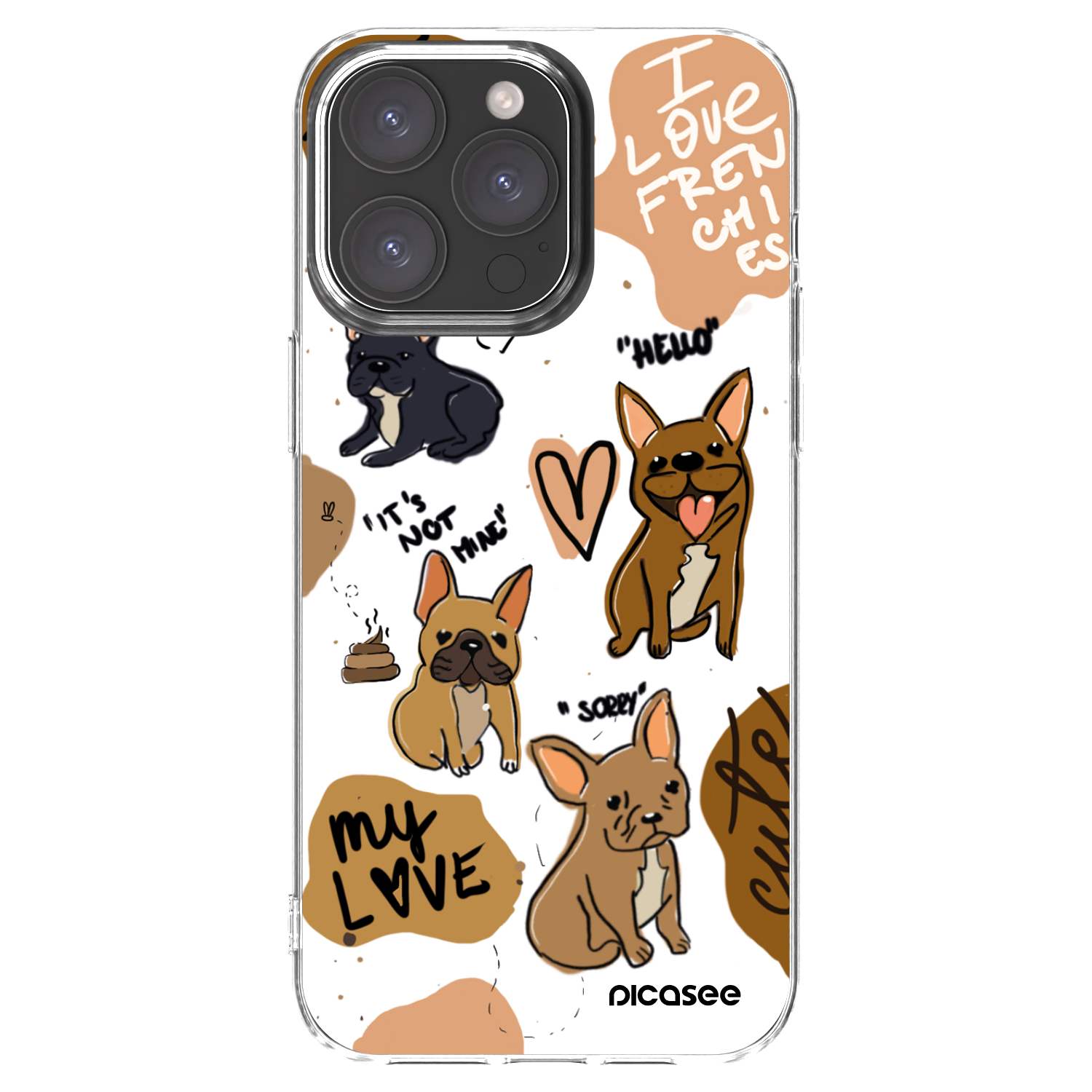 Picasee silikonski prozorni ovitek za Apple iPhone 15 Pro Max - Frenchies