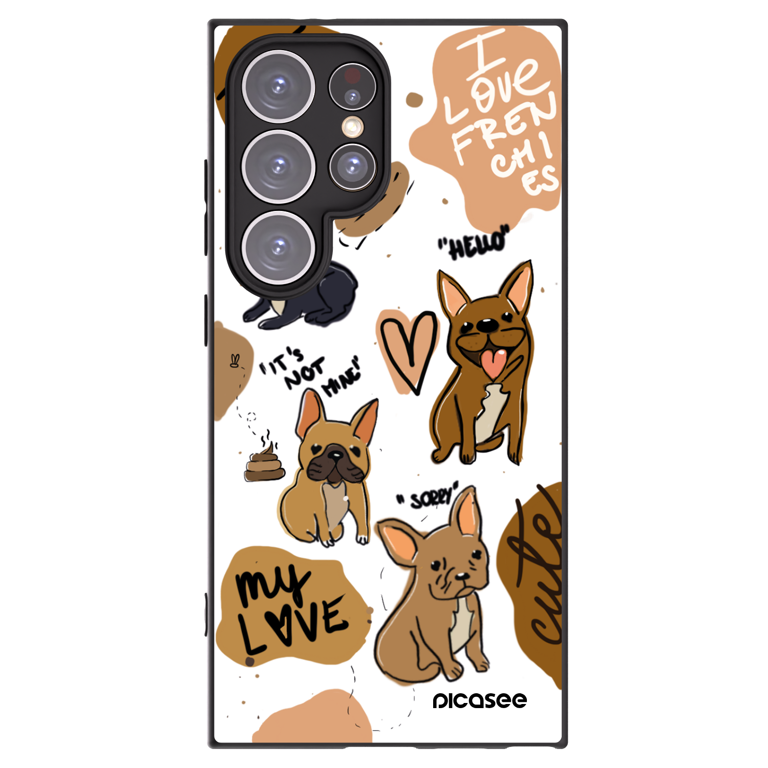 Picasee silikonski črni ovitek za Samsung Galaxy S24 Ultra S928B 5G - Frenchies