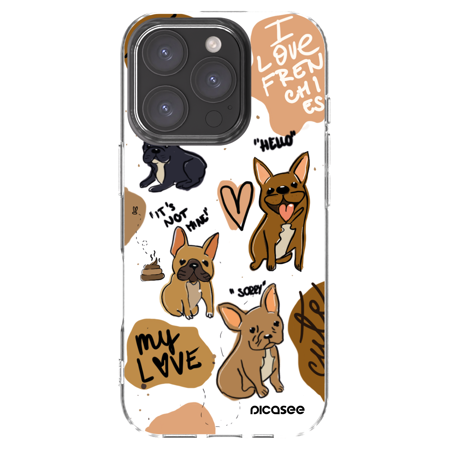 Picasee silikonski prozorni ovitek za Apple iPhone 16 Pro - Frenchies