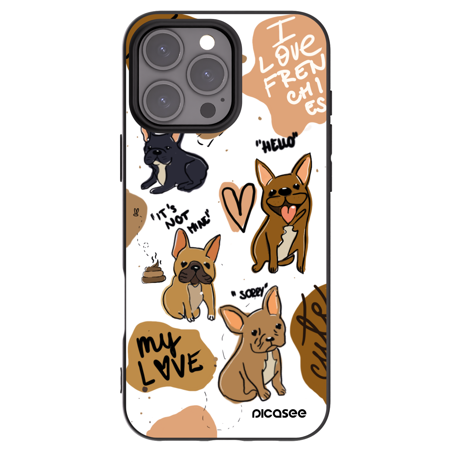 Picasee silikonski črni ovitek za Apple iPhone 16 Pro Max - Frenchies