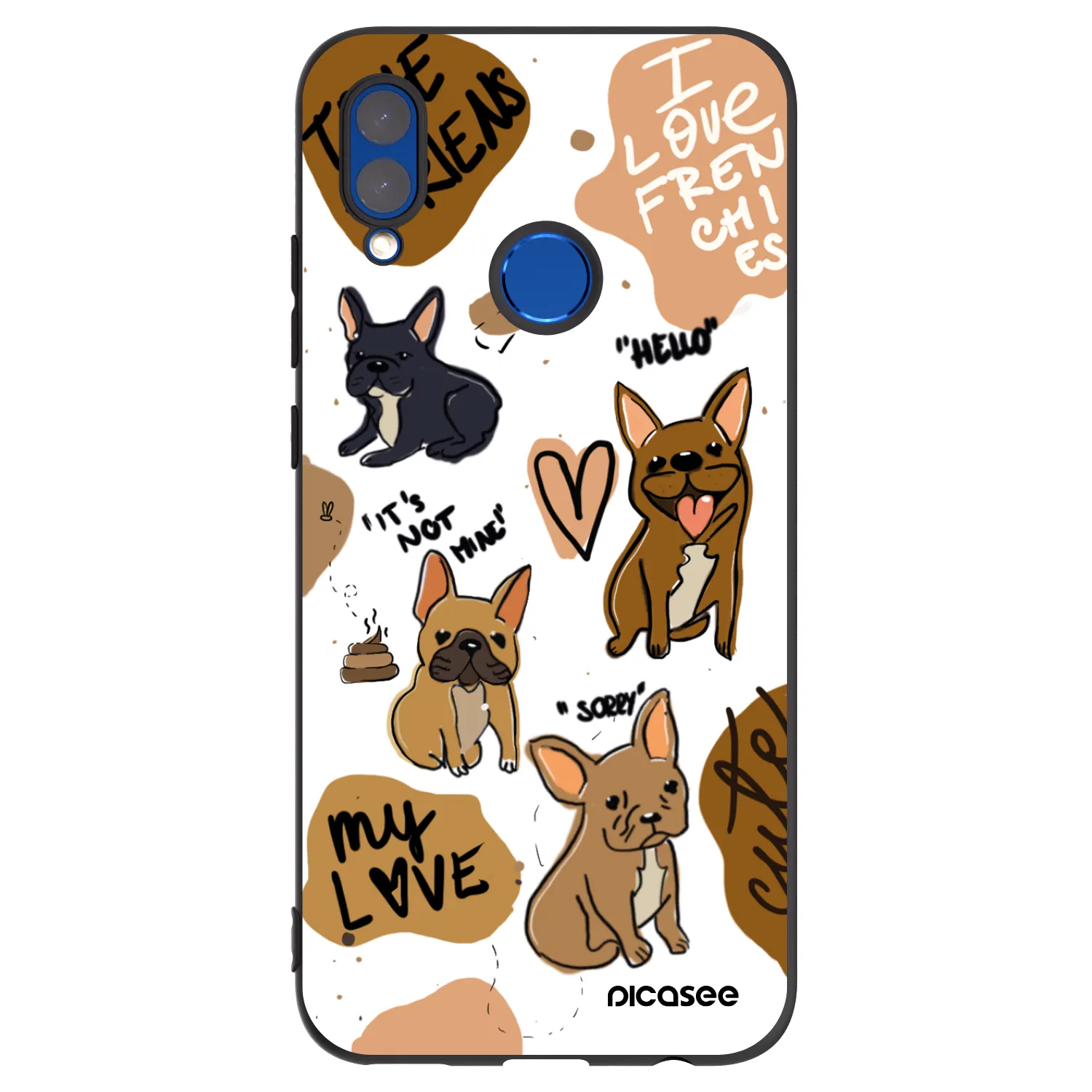 Picasee silikonski črni ovitek za Huawei P Smart 2019 - Frenchies