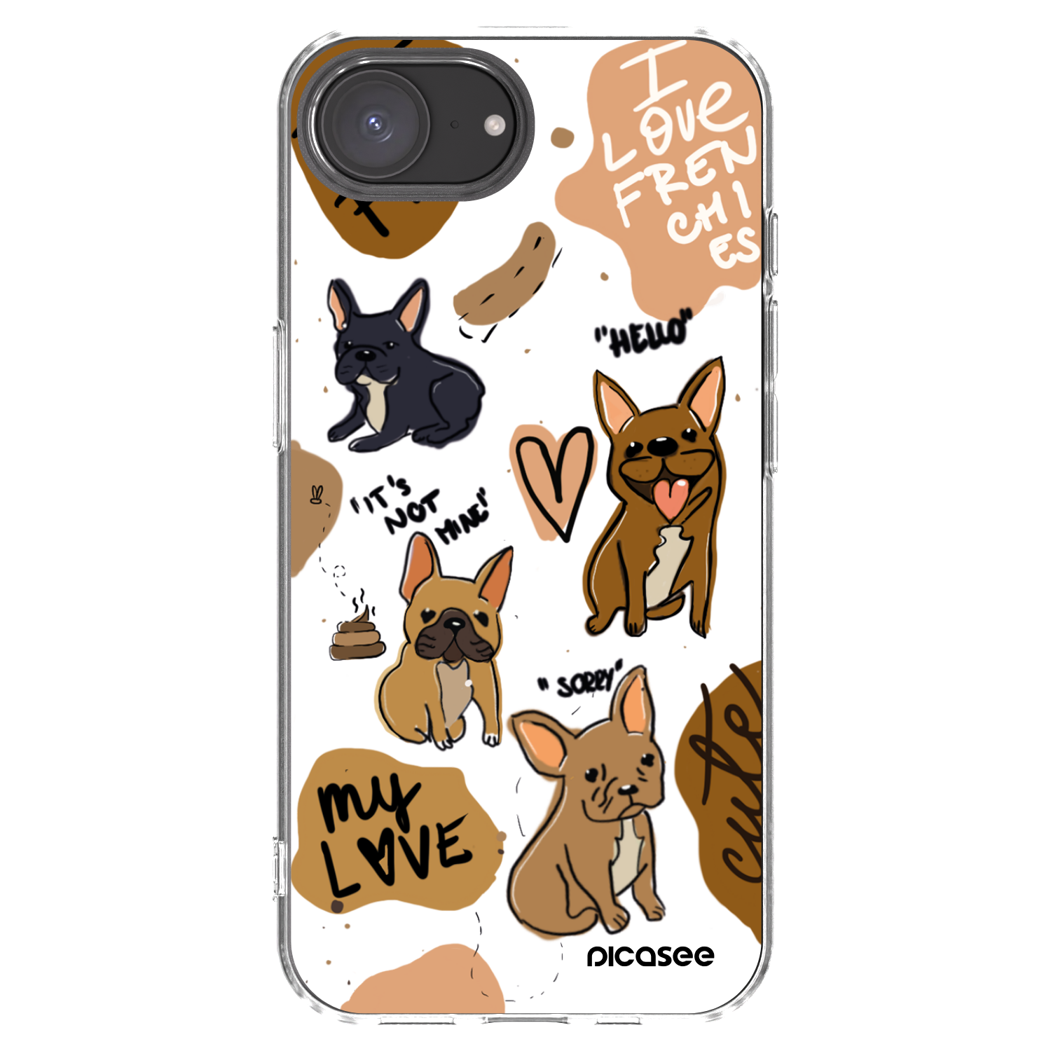 Picasee silikonski prozorni ovitek za Apple iPhone 16e - Frenchies