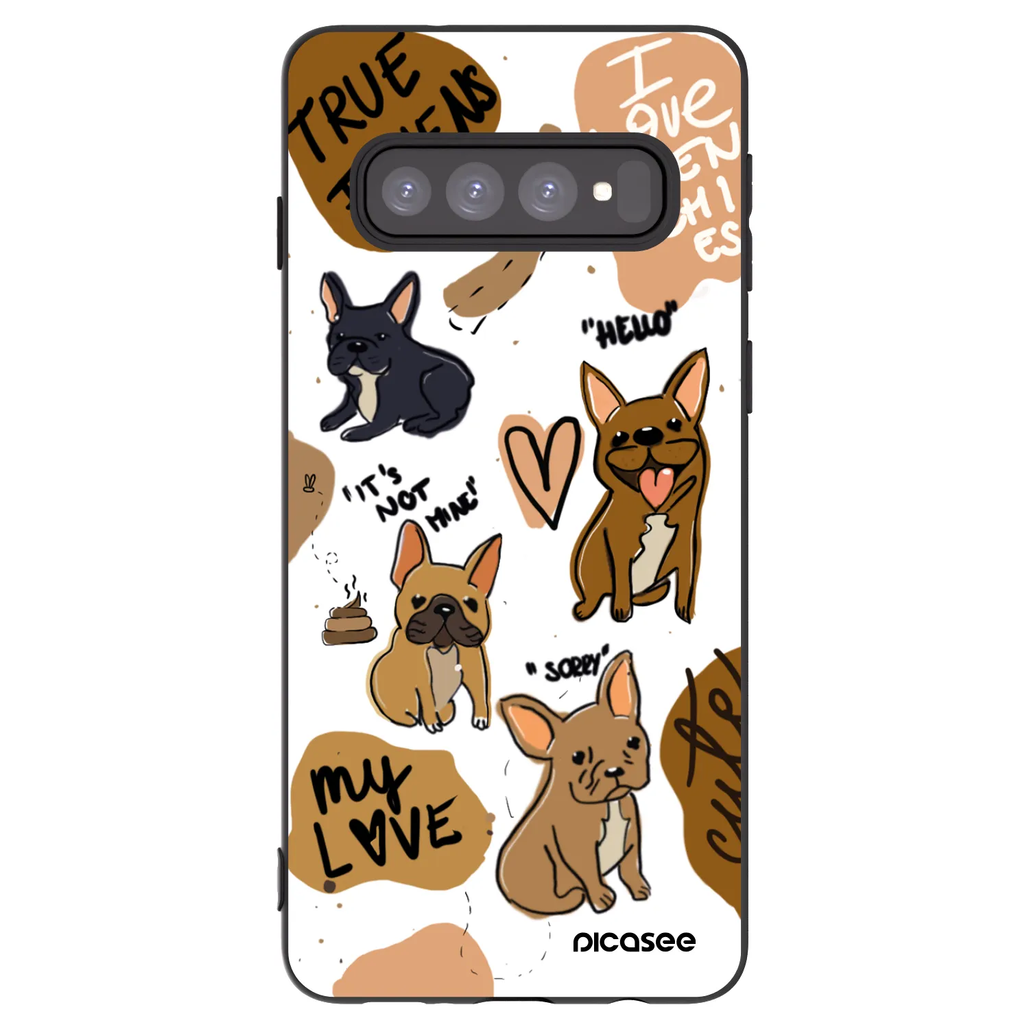 Picasee silikonski črni ovitek za Samsung Galaxy S10 G973 - Frenchies