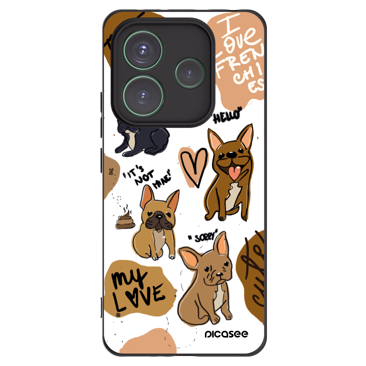 Picasee silikonski črni ovitek za Xiaomi Redmi Note 14 5G - Frenchies