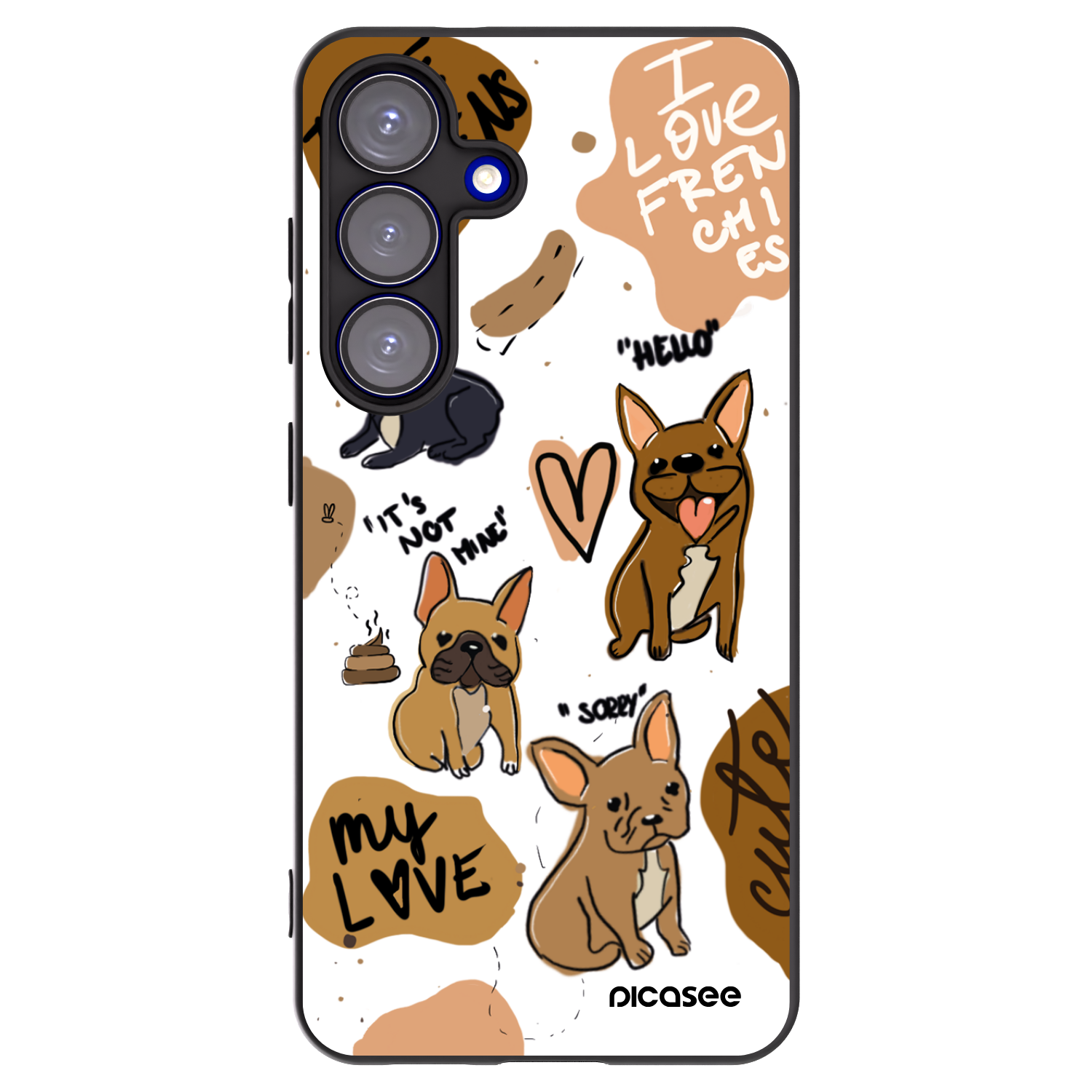 Picasee silikonski črni ovitek za Samsung Galaxy S25 5G - Frenchies