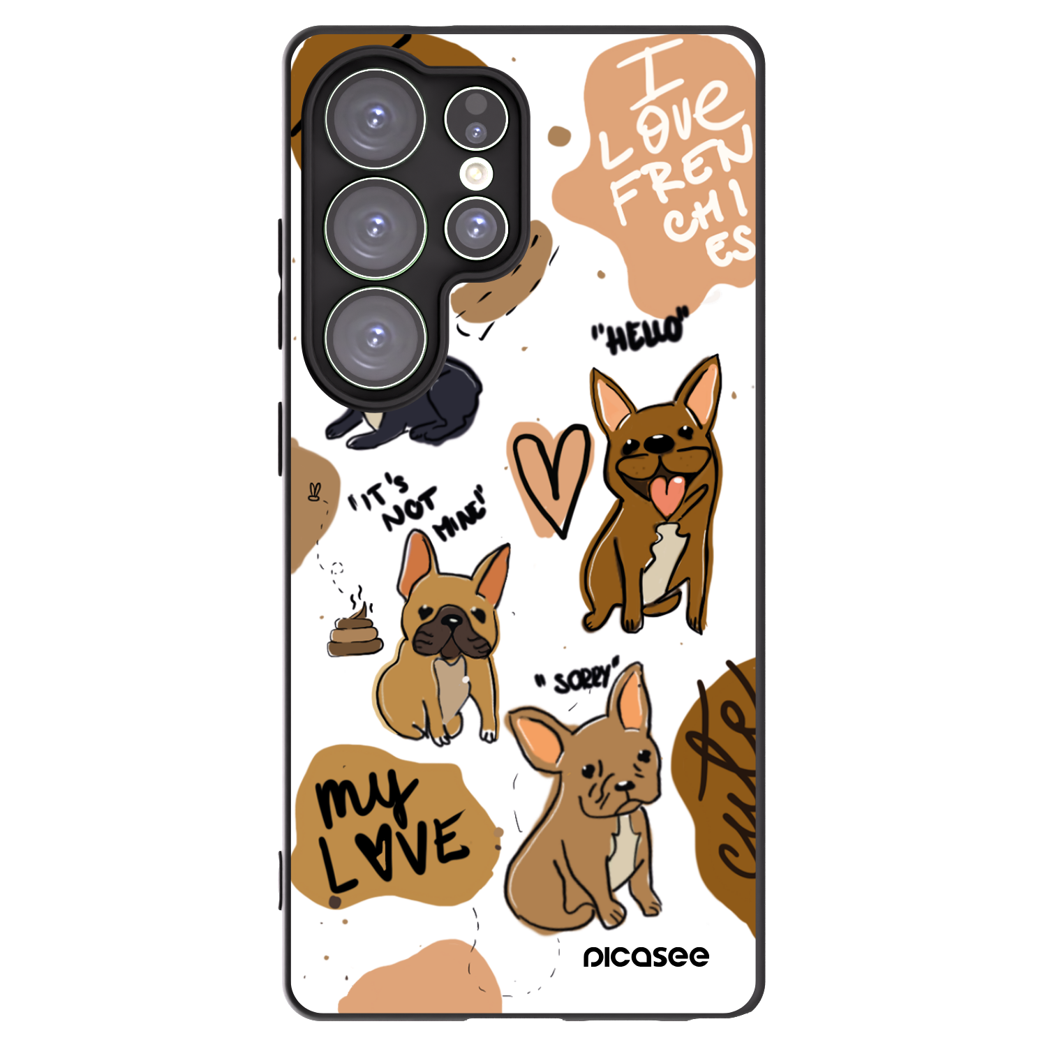 Picasee silikonski črni ovitek za Samsung Galaxy S25 Ultra 5G - Frenchies