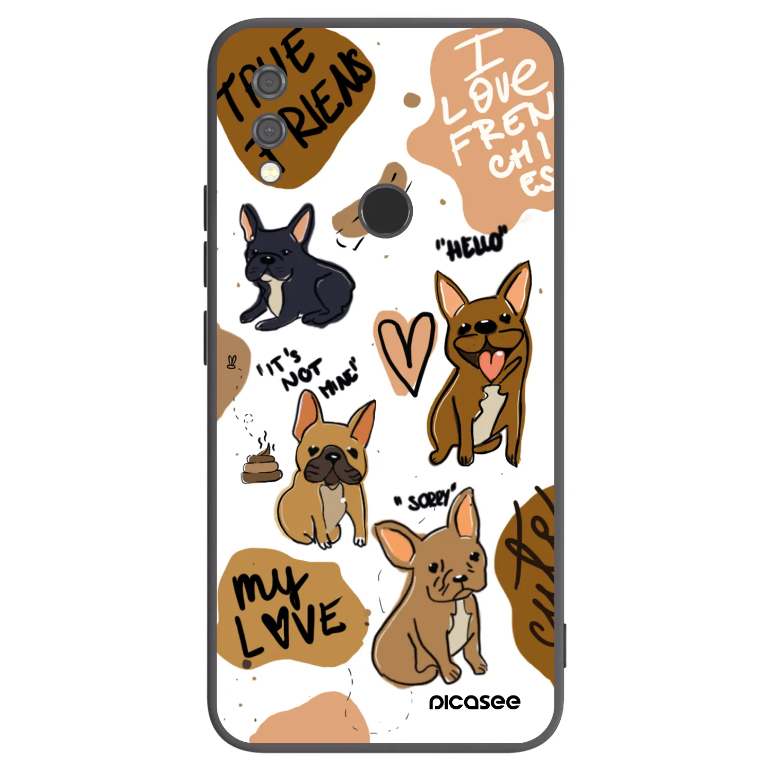 Picasee silikonski črni ovitek za Xiaomi Redmi Note 7 - Frenchies
