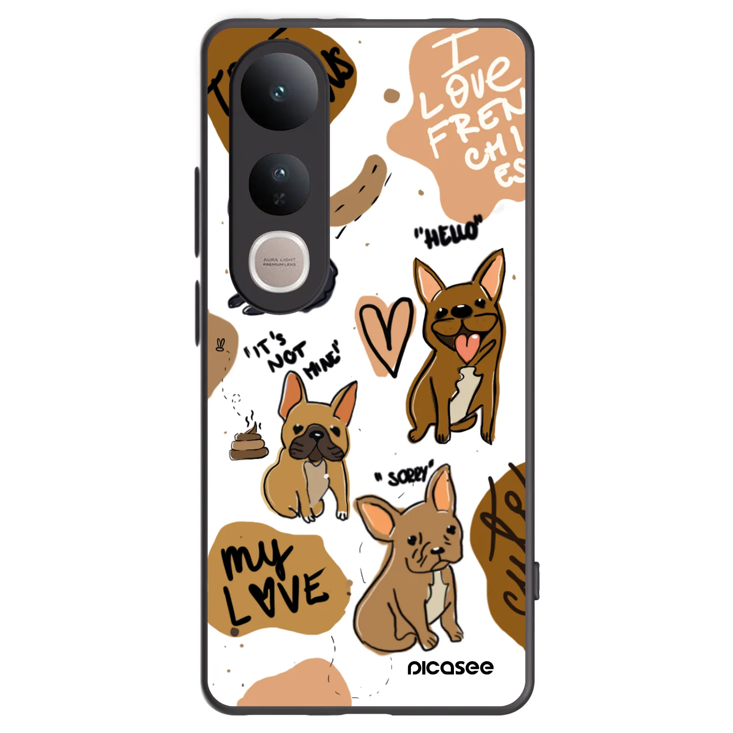 Picasee silikonski črni ovitek za Vivo V50 Lite 5G - Frenchies