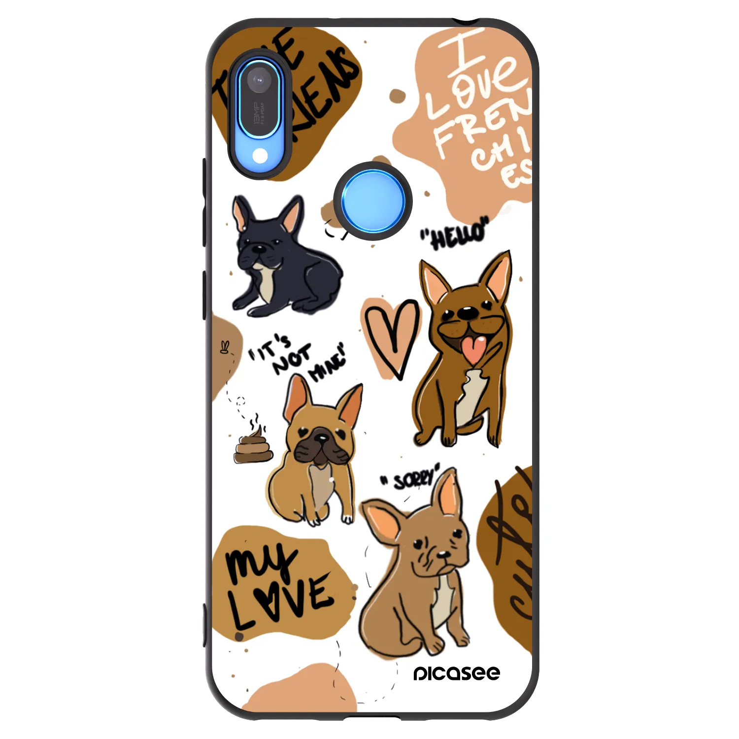 Picasee silikonski črni ovitek za Huawei Y6 2019 - Frenchies