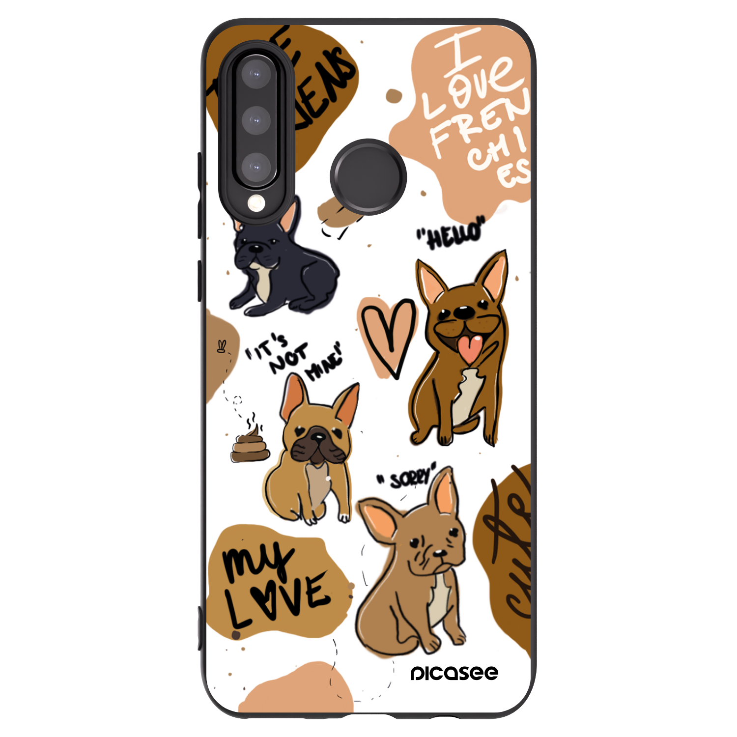 Picasee silikonski črni ovitek za Huawei P30 Lite - Frenchies