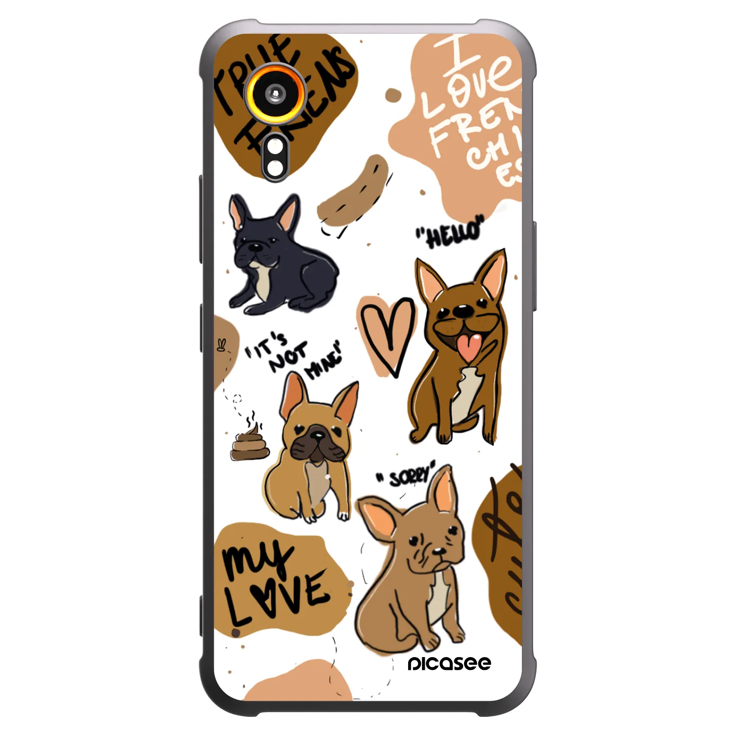 Picasee silikonski črni ovitek za Samsung Galaxy Xcover 7 - Frenchies
