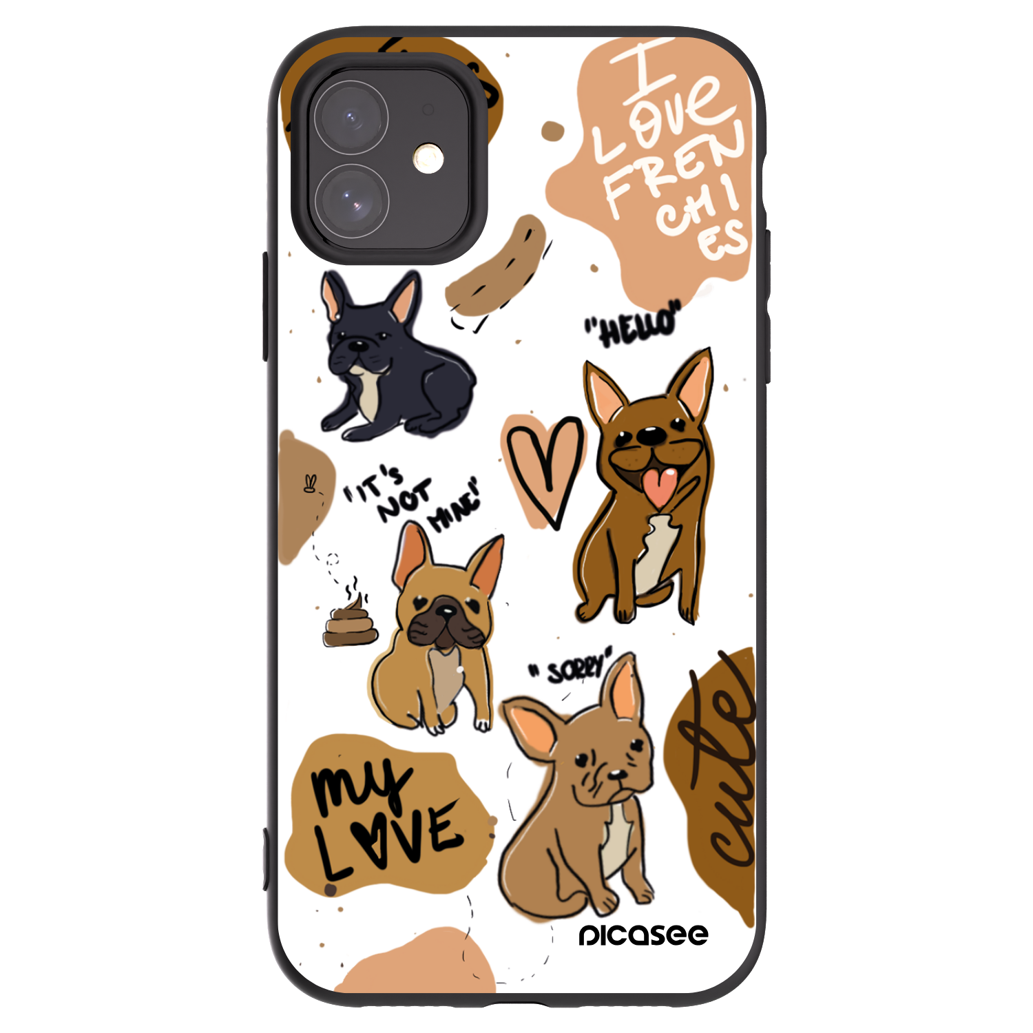 Picasee silikonski črni ovitek za Apple iPhone 11 - Frenchies