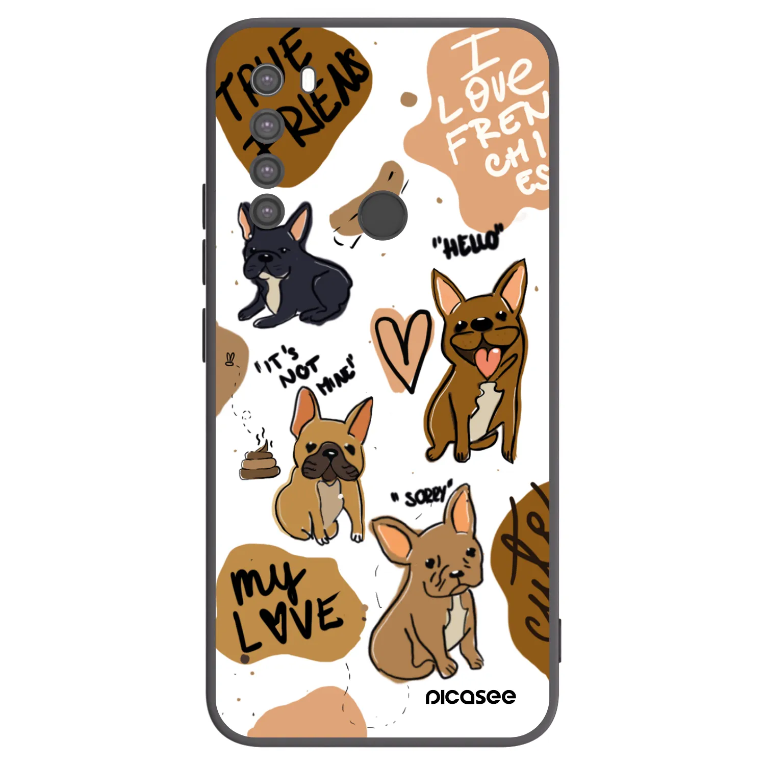 Picasee silikonski črni ovitek za Xiaomi Redmi Note 8 - Frenchies