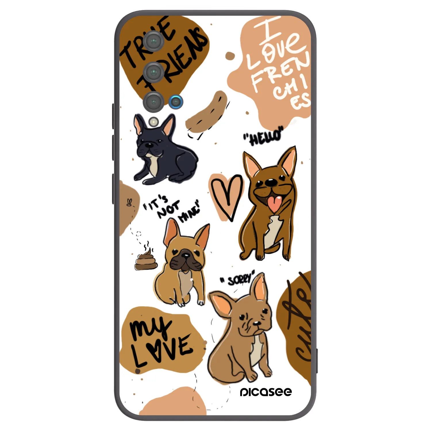 Picasee silikonski črni ovitek za Huawei Nova 5T - Frenchies