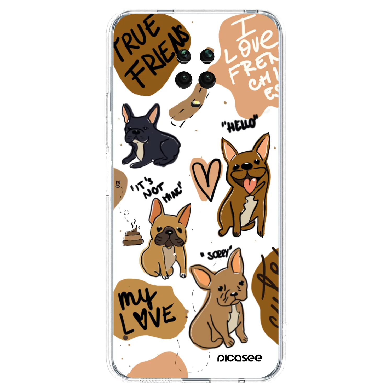 Picasee silikonski prozorni ovitek za Xiaomi Redmi Note 9 Pro - Frenchies