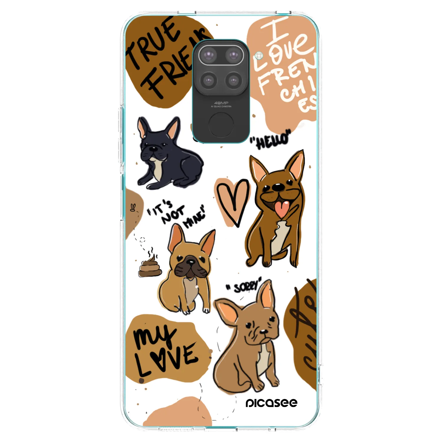 Picasee silikonski črni ovitek za Xiaomi Redmi Note 9 - Frenchies
