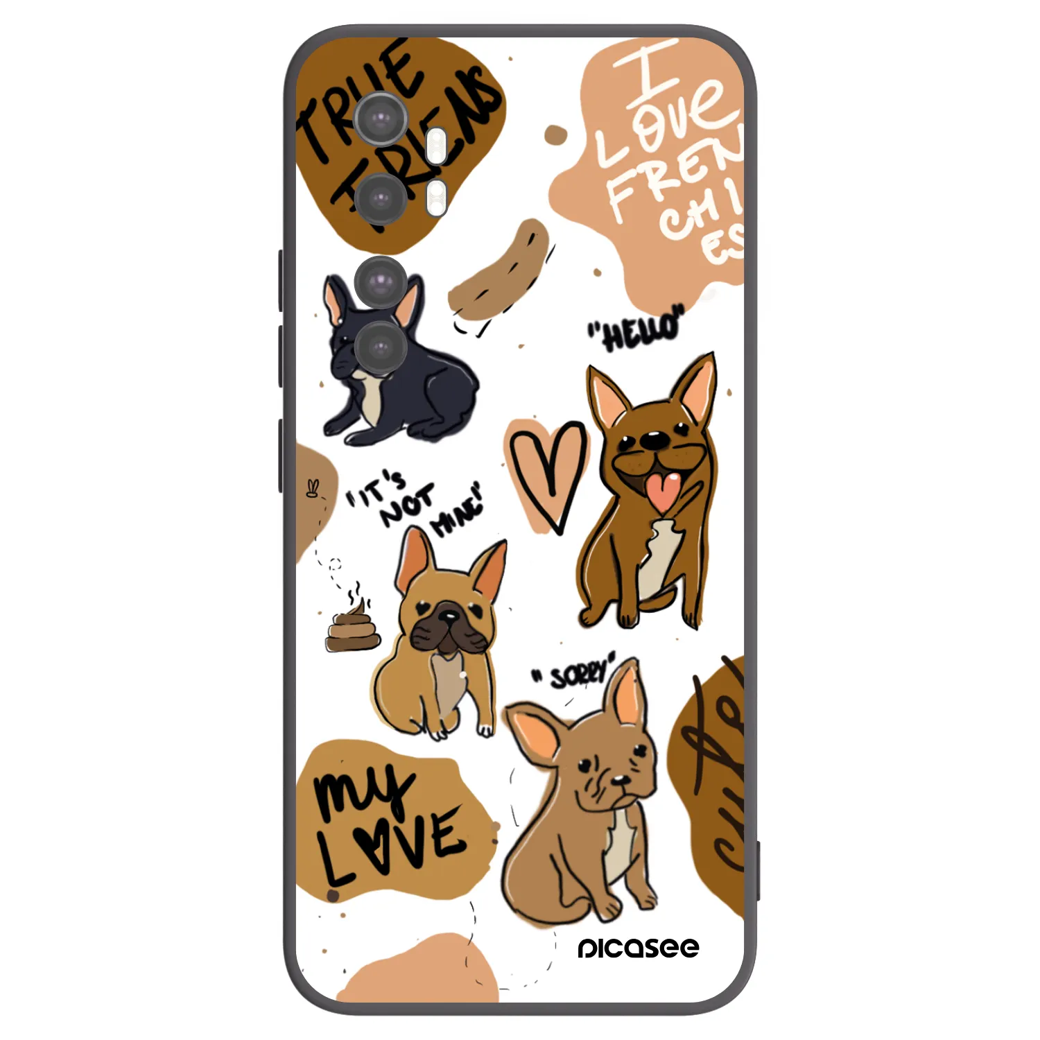 Picasee silikonski črni ovitek za Xiaomi Mi Note 10 Lite - Frenchies