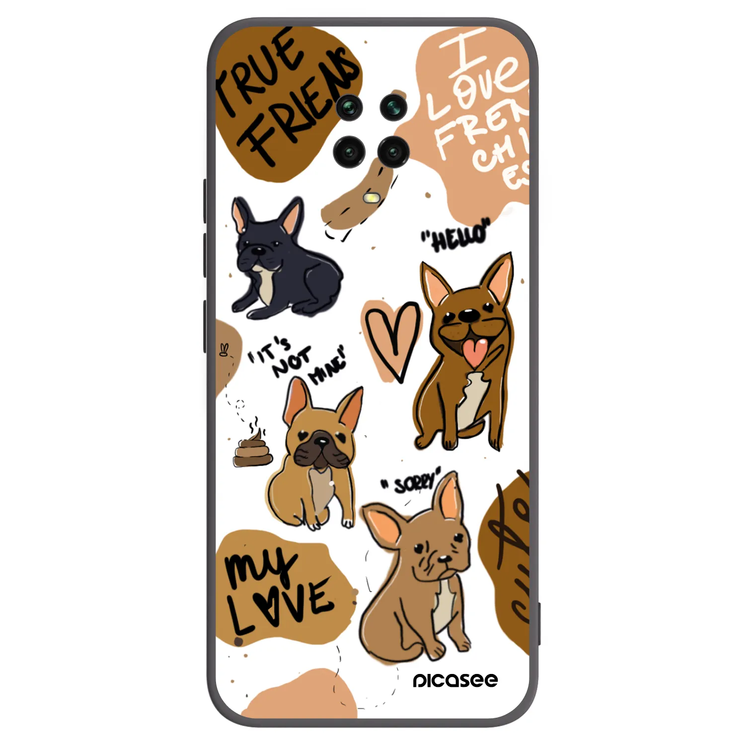 Picasee silikonski črni ovitek za Xiaomi Redmi Note 9S - Frenchies