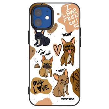 Picasee silikonski črni ovitek za Apple iPhone 12 mini - Frenchies