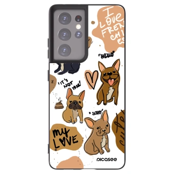 Picasee silikonski črni ovitek za Samsung Galaxy S21 Ultra 5G G998B - Frenchies