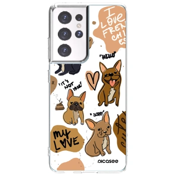 Picasee silikonski prozorni ovitek za Samsung Galaxy S21 Ultra 5G G998B - Frenchies