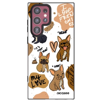 Picasee silikonski črni ovitek za Samsung Galaxy S22 Ultra 5G - Frenchies