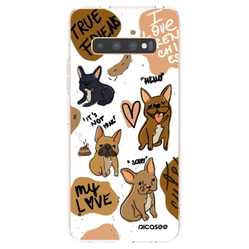 Picasee silikonski prozorni ovitek za Samsung Galaxy S10 Plus G975 - Frenchies