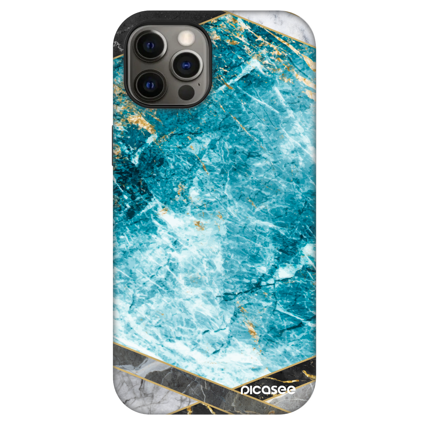 Picasee Fashion Case MagSafe za Apple iPhone 12 - Blue geometry