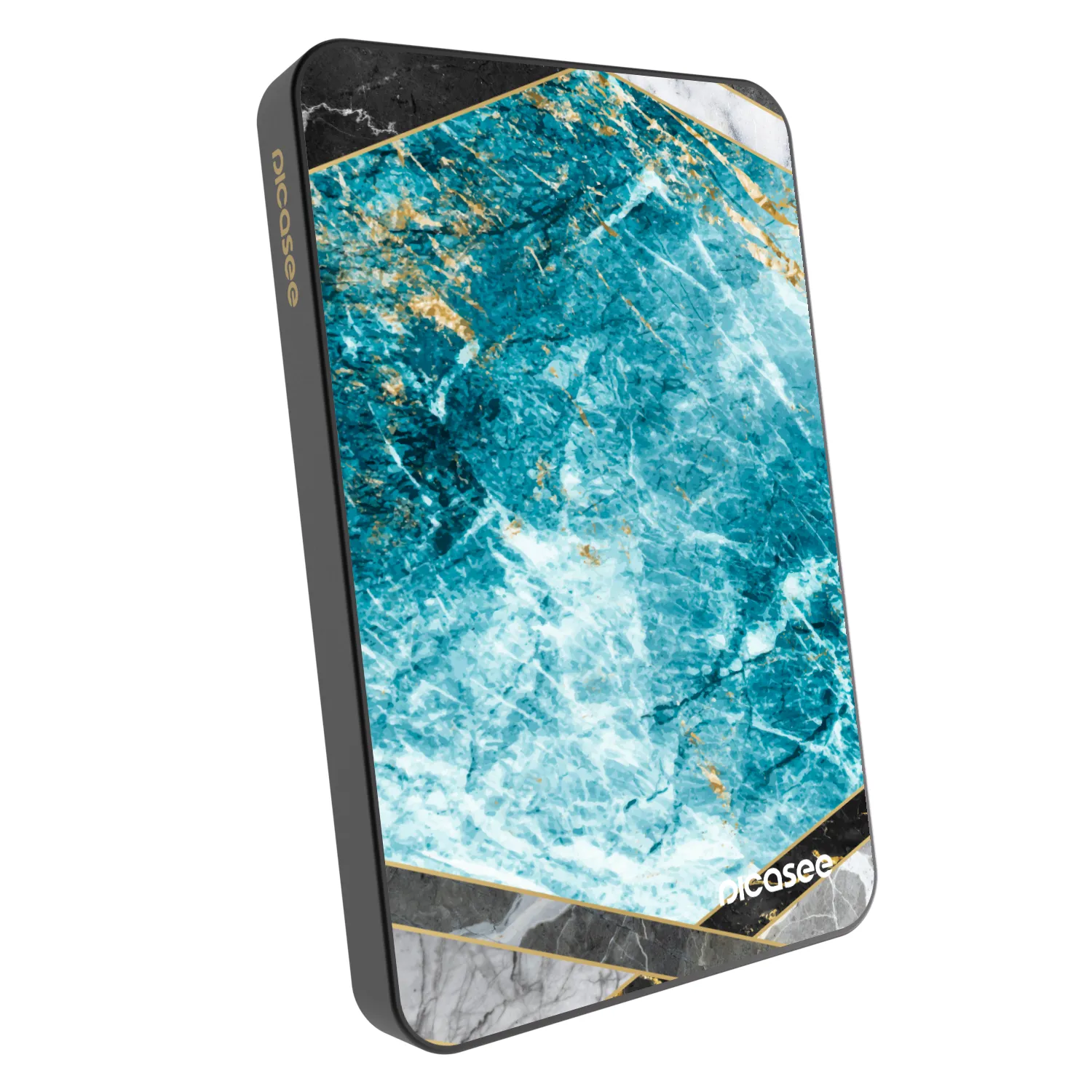Picasee Prenosna baterija z MagSafe 5 000 mAh Siva - Blue geometry