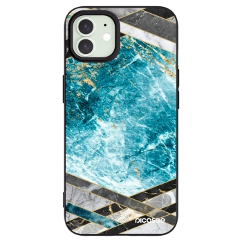 Picasee silikonski črni ovitek za Apple iPhone 12 - Blue geometry