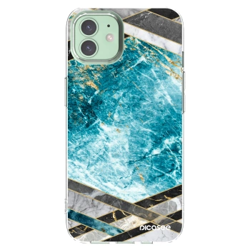 Picasee silikonski prozorni ovitek za Apple iPhone 12 - Blue geometry