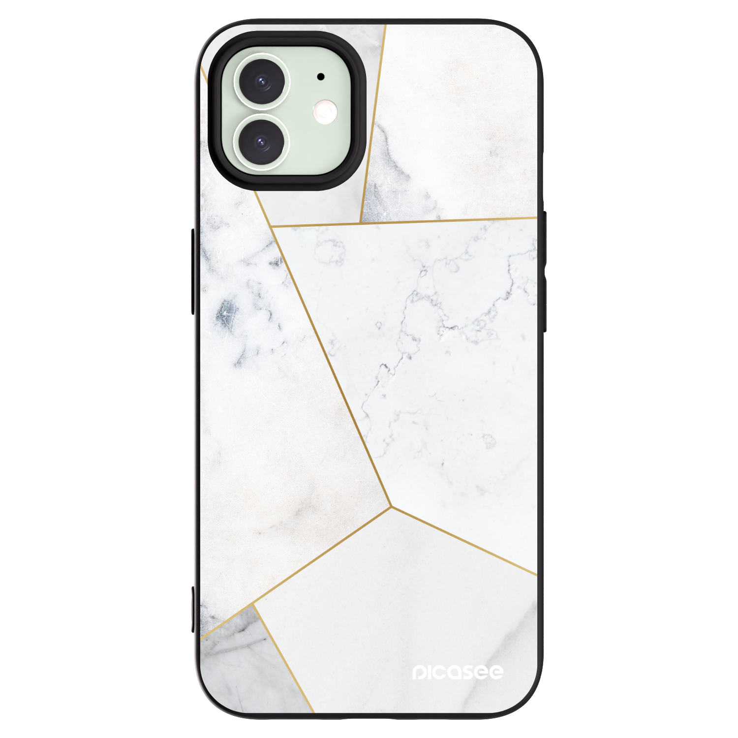 Picasee silikonski črni ovitek za Apple iPhone 12 - White tile