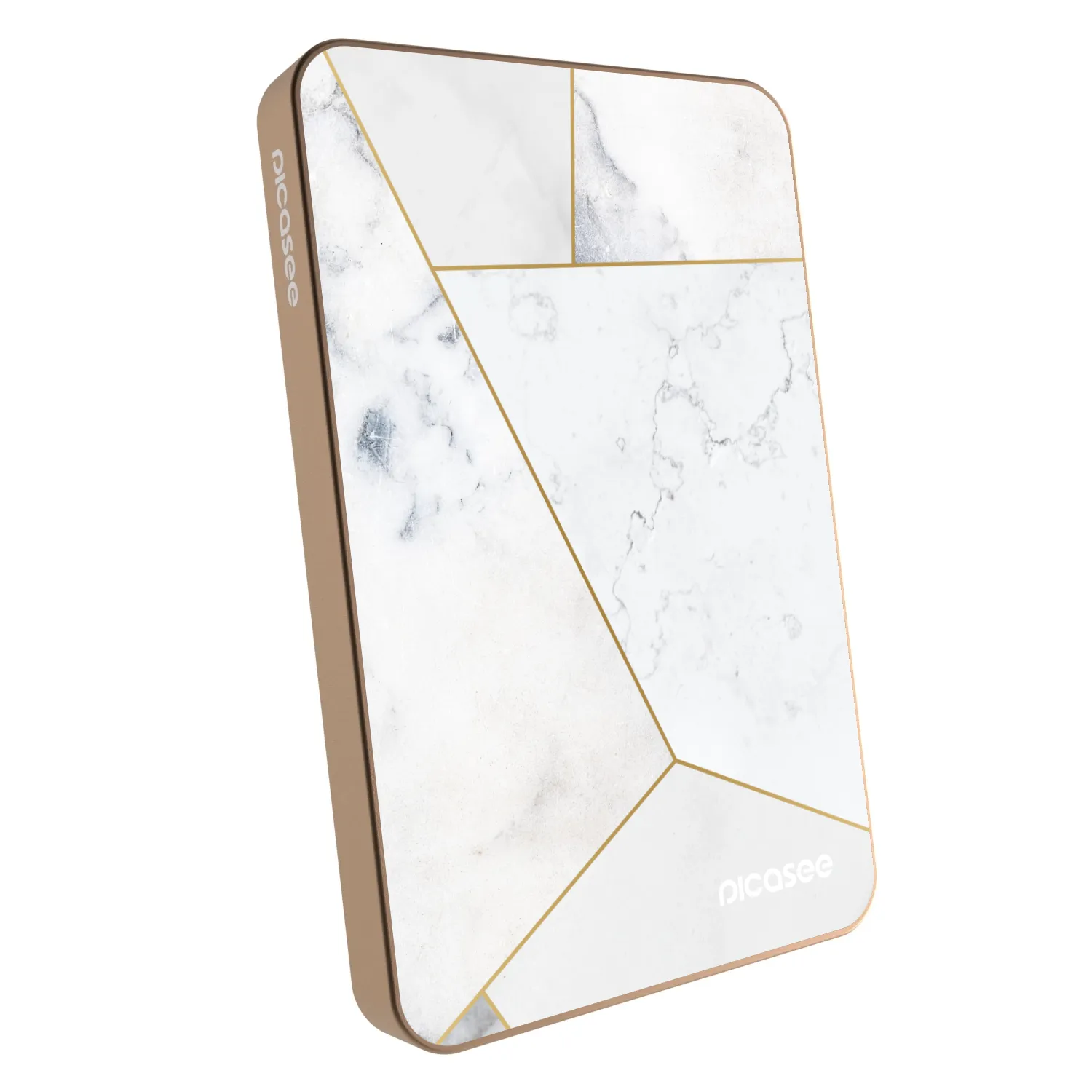 Picasee Prenosna baterija z MagSafe 5 000 mAh Zlati - White tile