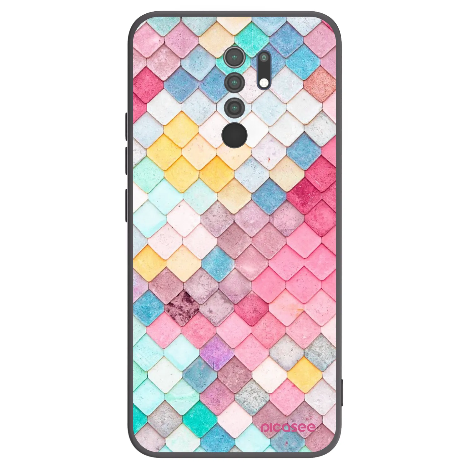 Picasee silikonski črni ovitek za Xiaomi Redmi 9 - Colorful roof