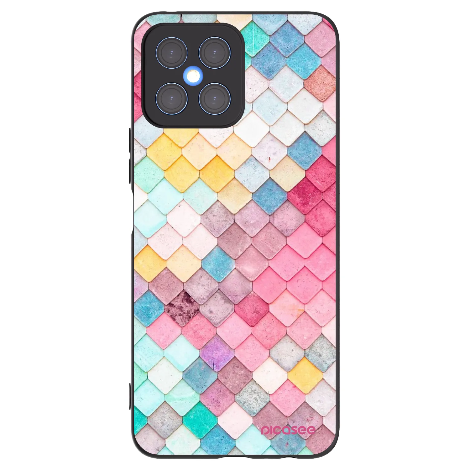 Picasee silikonski črni ovitek za Honor X8 4G - Colorful roof