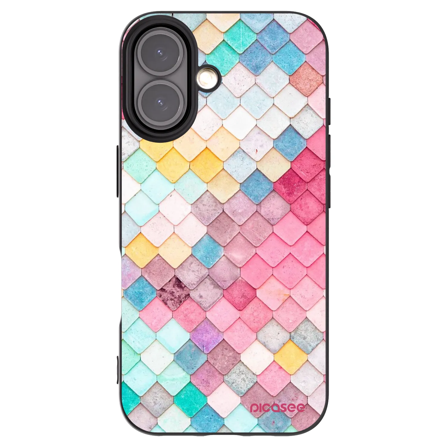 Picasee silikonski črni ovitek za Apple iPhone 16 - Colorful roof