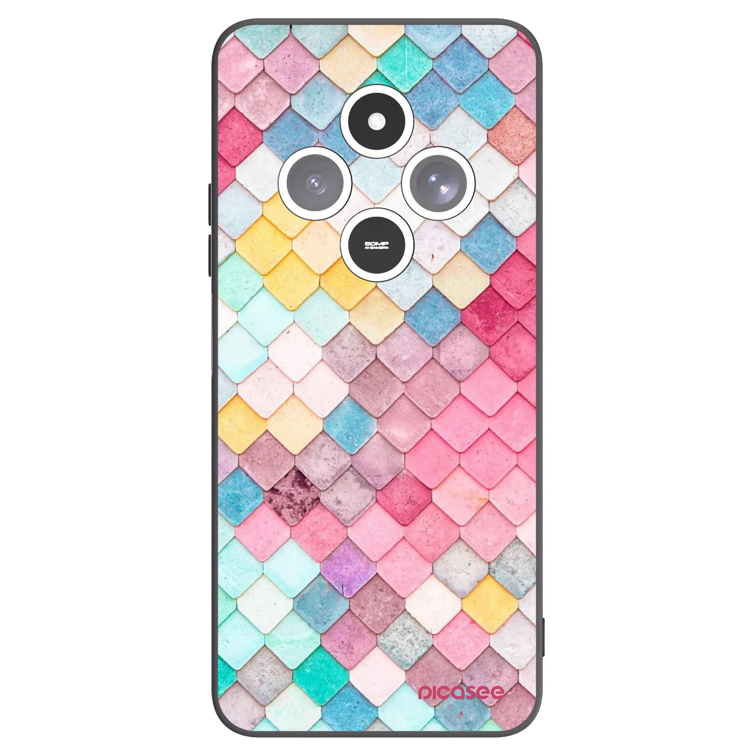 Picasee silikonski črni ovitek za Xiaomi Redmi 14C - Colorful roof