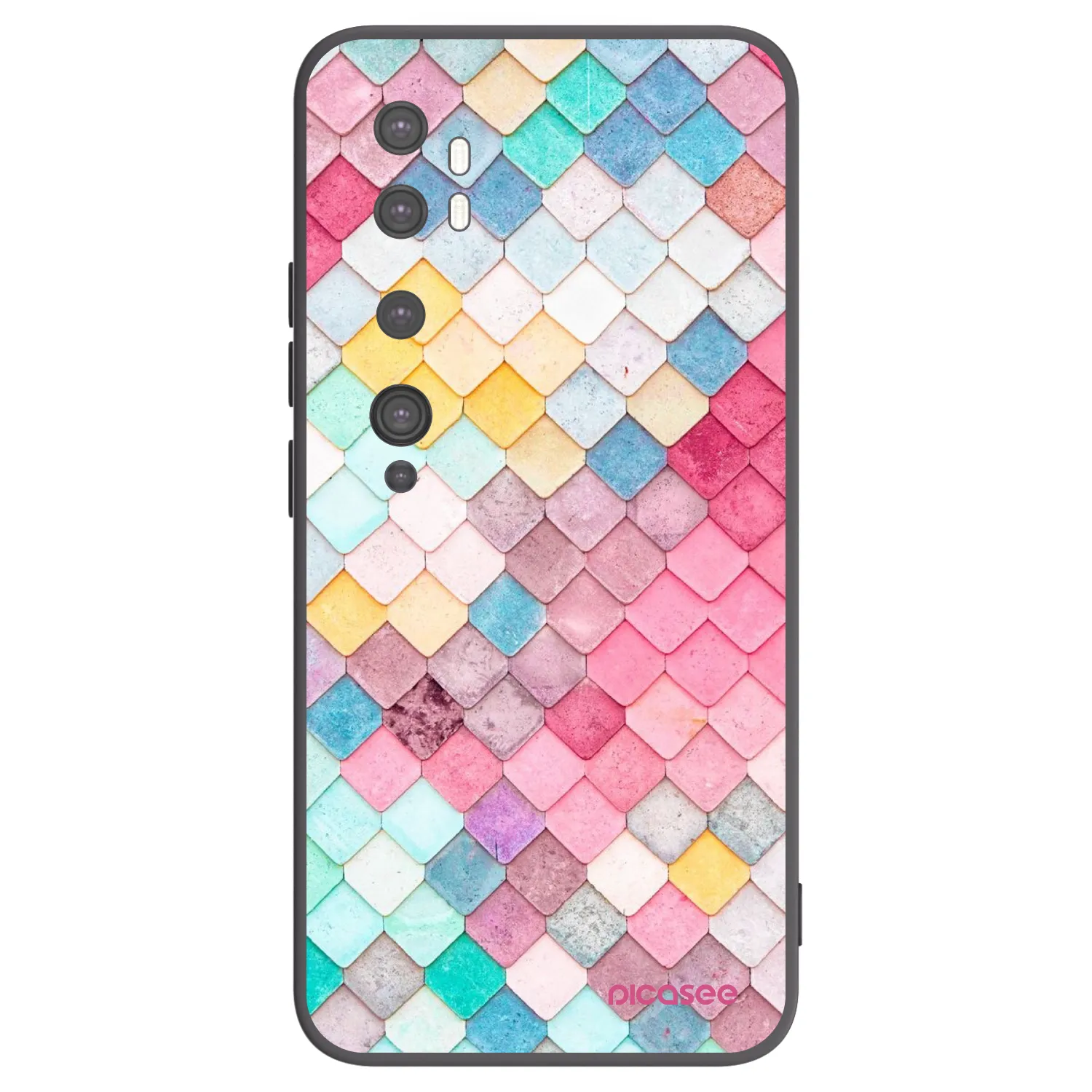 Picasee silikonski črni ovitek za Xiaomi Mi Note 10 (Pro) - Colorful roof