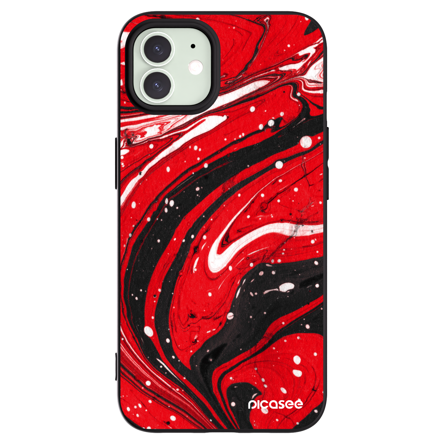 Picasee silikonski črni ovitek za Apple iPhone 12 - Red black