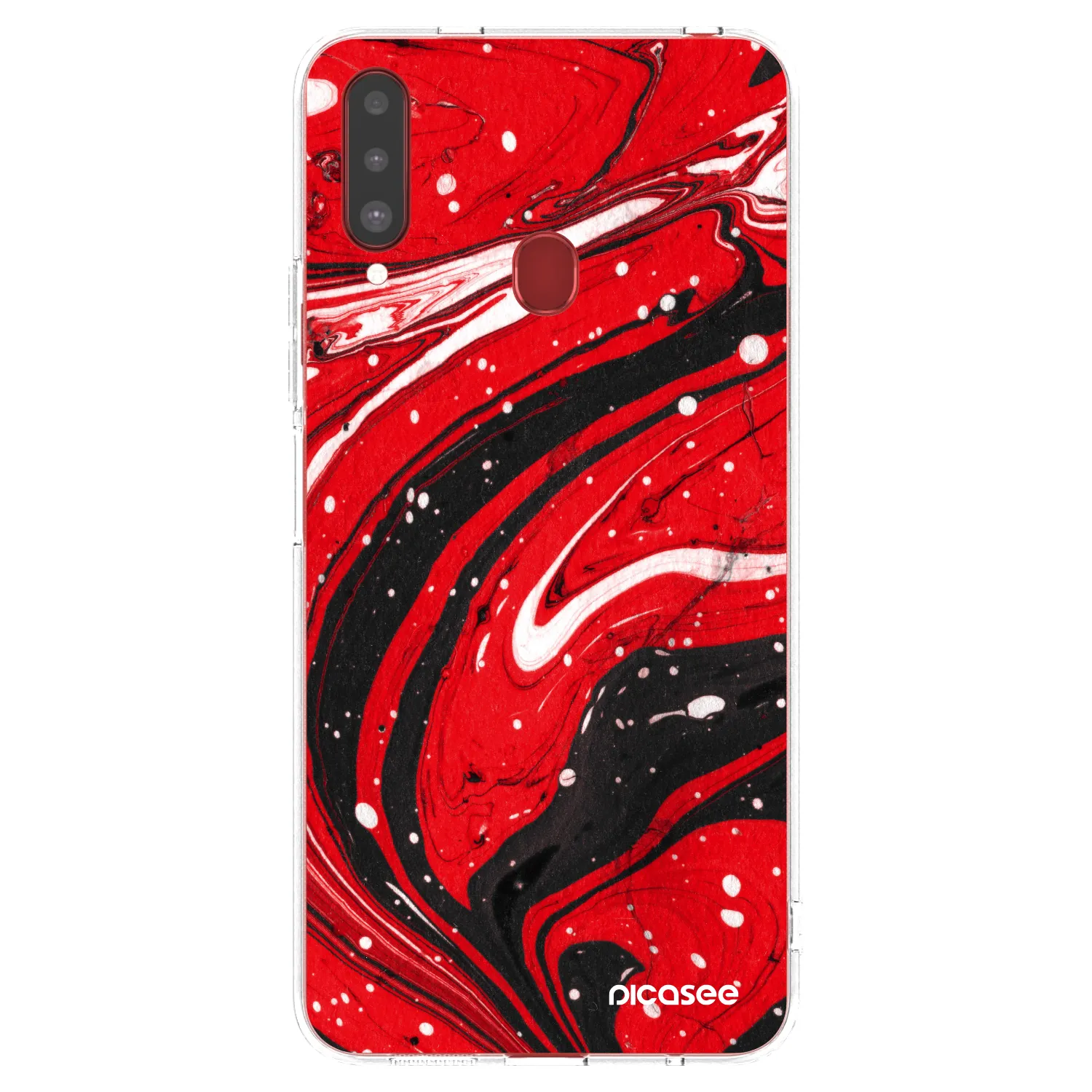 Picasee silikonski prozorni ovitek za Samsung Galaxy A20s - Red black