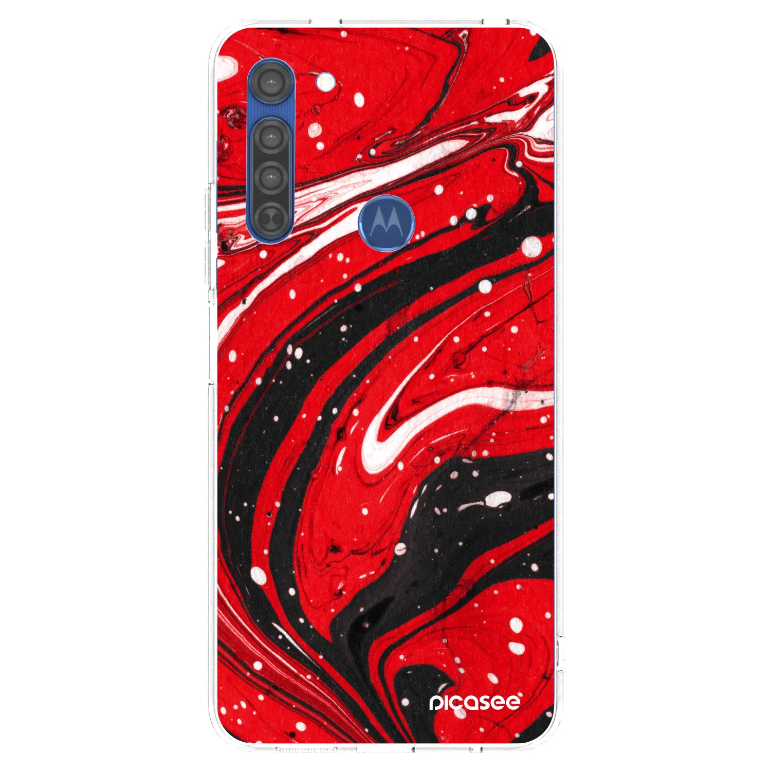 Picasee silikonski prozorni ovitek za Motorola Moto G8 - Red black
