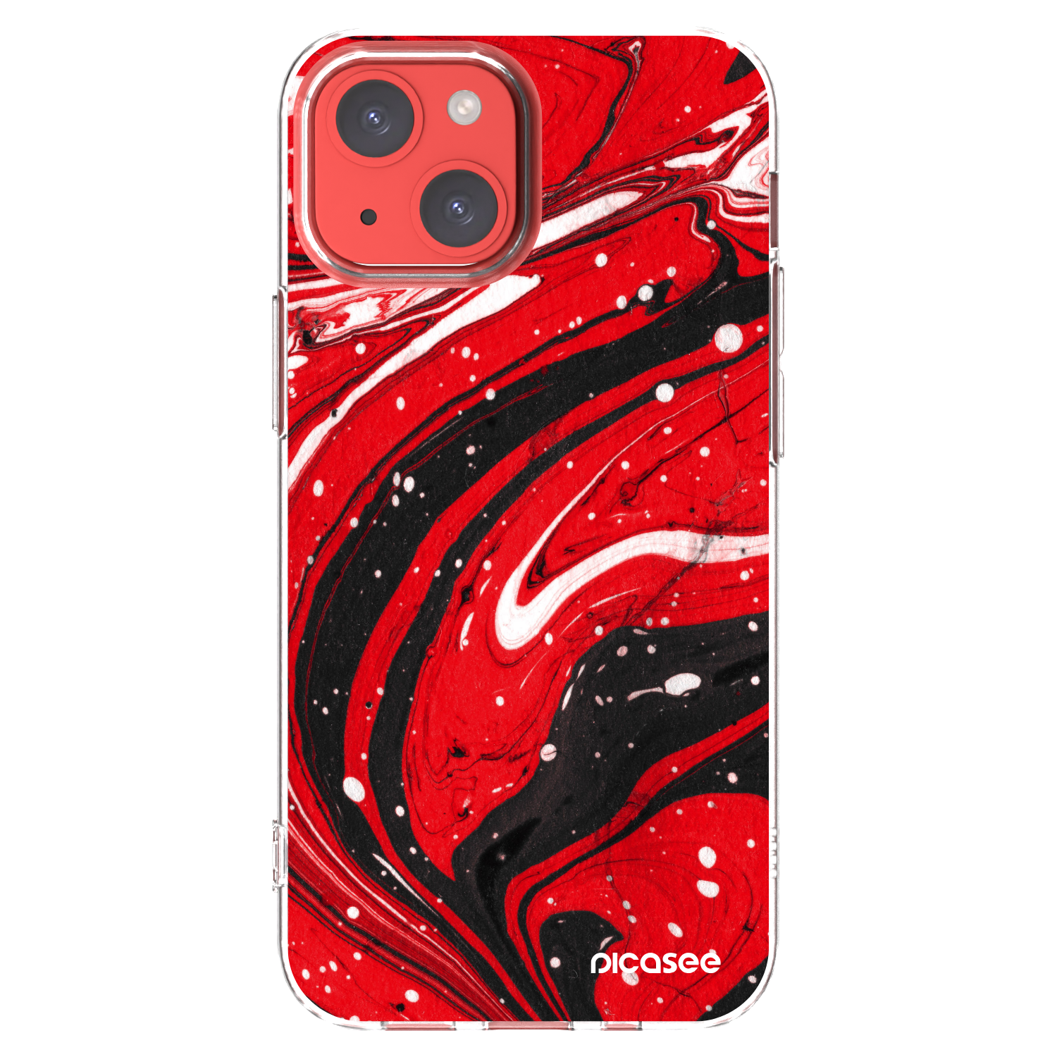 Picasee silikonski prozorni ovitek za Apple iPhone 13 mini - Red black
