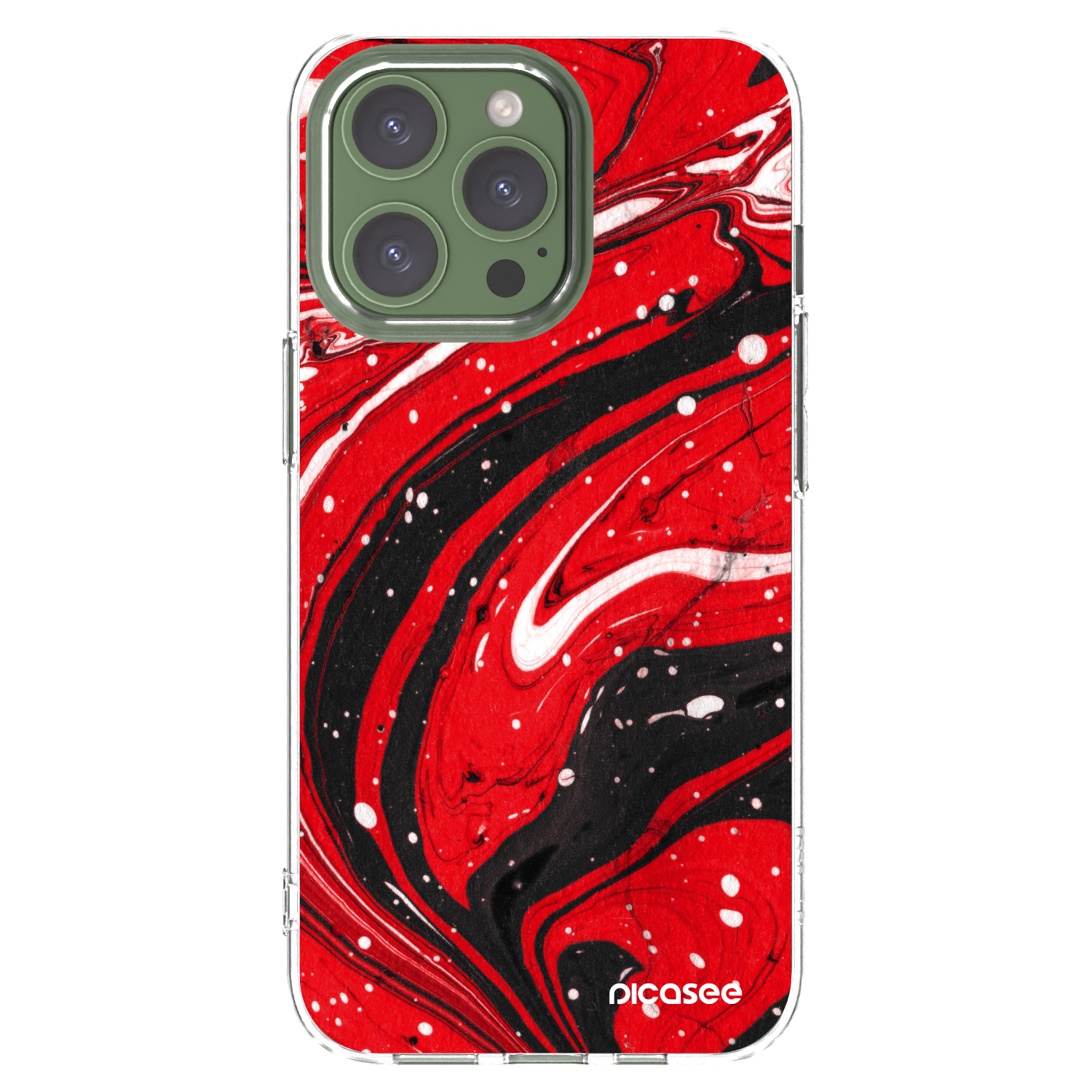 Picasee silikonski prozorni ovitek za Apple iPhone 13 Pro - Red black