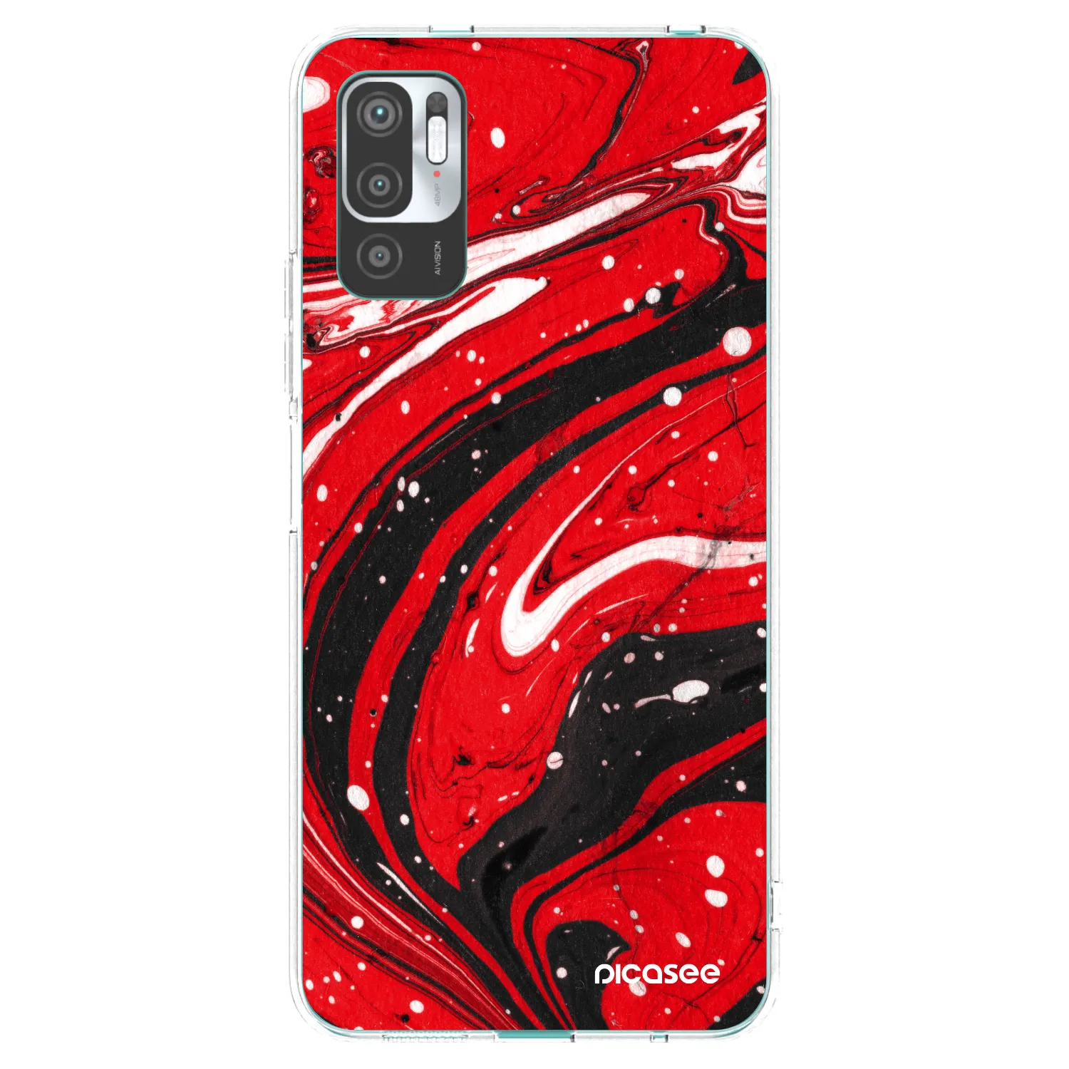 Picasee silikonski prozorni ovitek za Xiaomi Redmi Note 10 5G - Red black