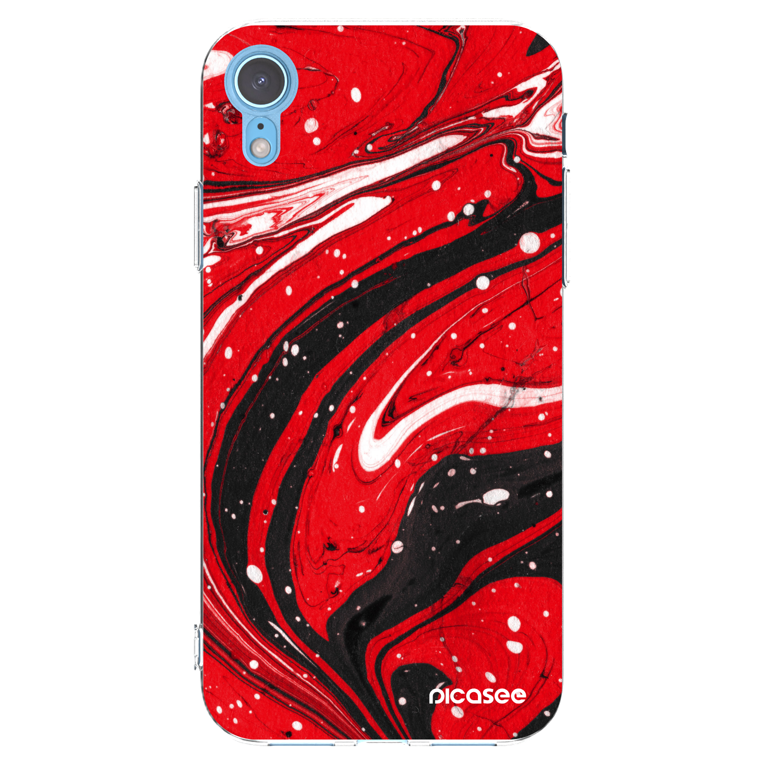 Picasee silikonski prozorni ovitek za Apple iPhone XR - Red black